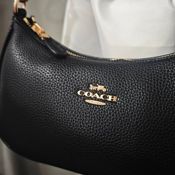 Coach Lychee-Textured Leather Shoulder Bag - Picture 7 of 9